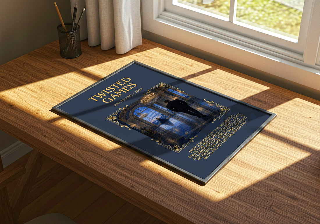 Twisted Games Minimalist Book Poster by Ana Huang – print on a sunlit desk