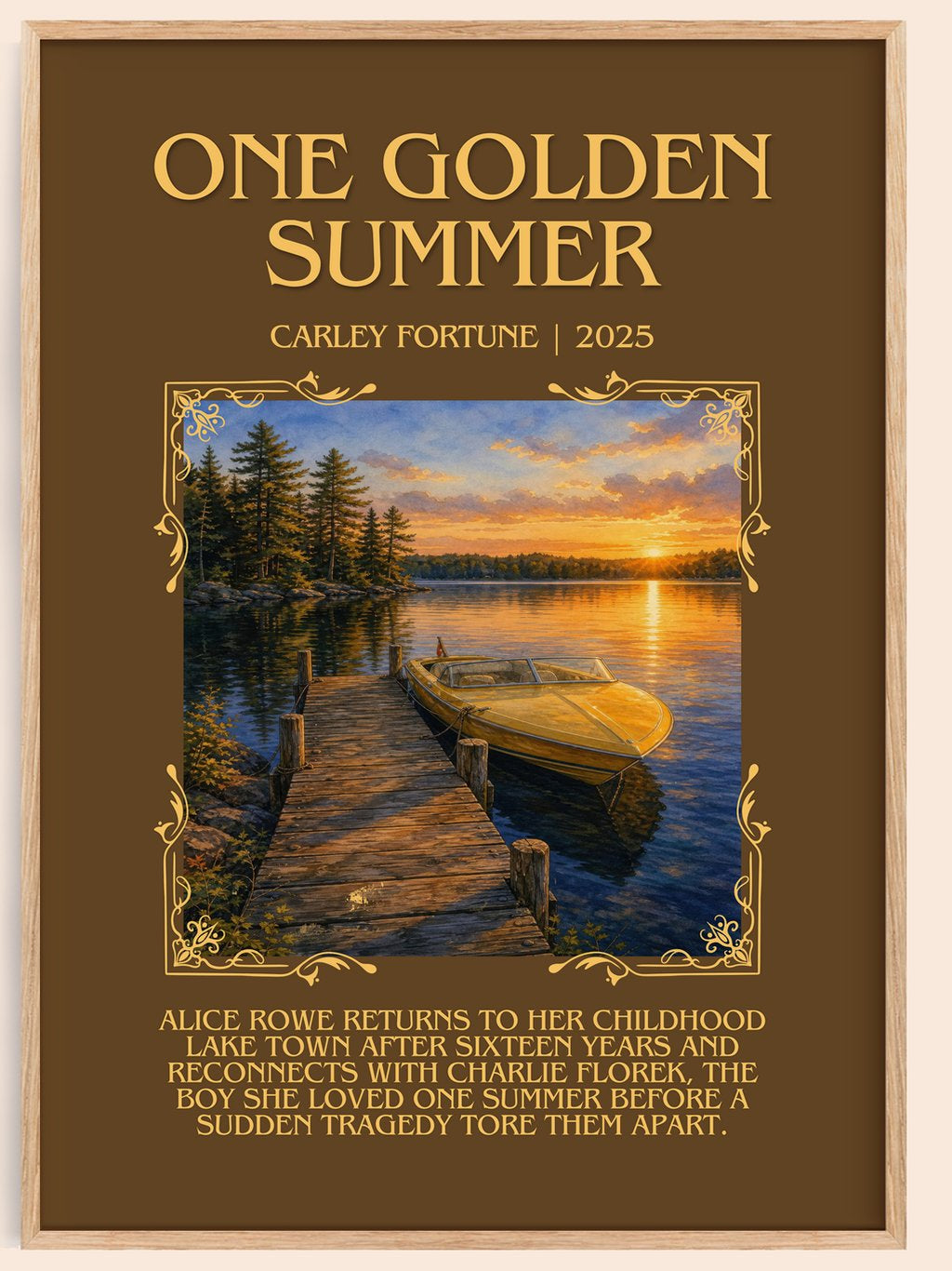 One Golden Summer Minimalist Book Poster by Carley Fortune – book poster