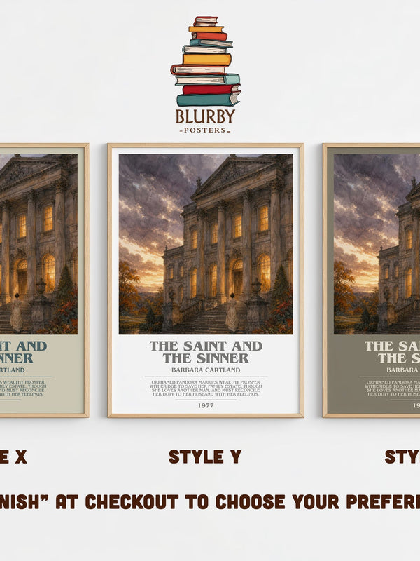 The Saint And The Sinner bookish print in frame leaning in hallway – romance wall art