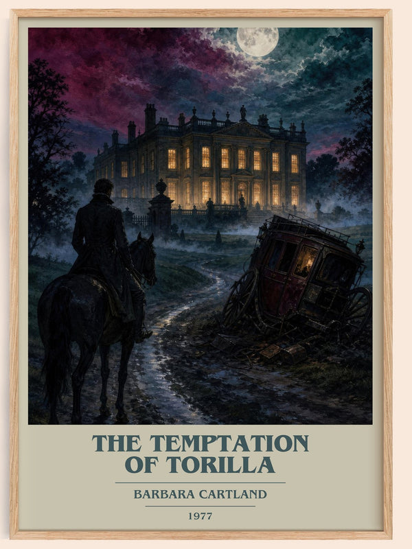 The Temptation Of Torilla book cover book poster by Barbara Cartland – framed literary art print