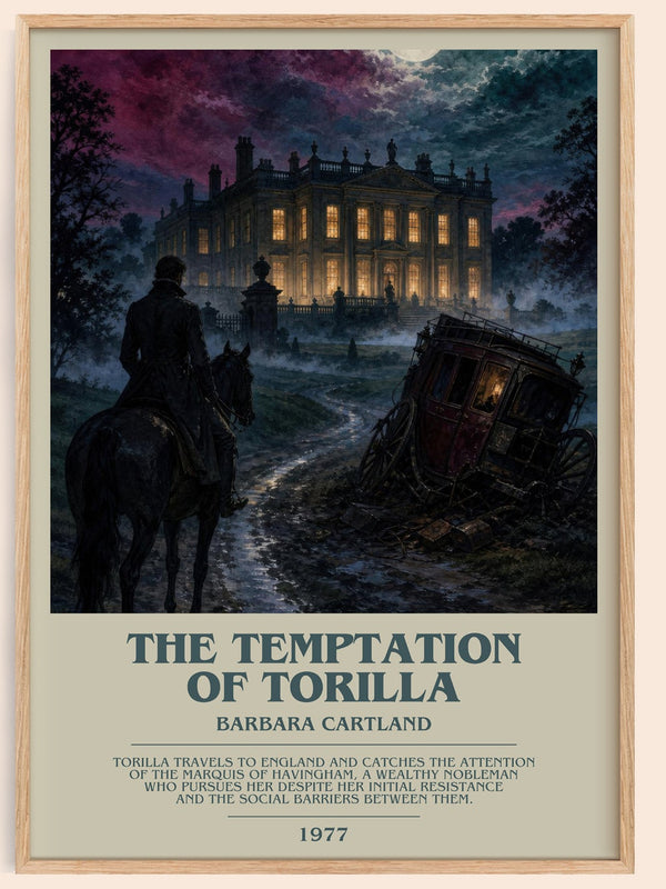 The Temptation Of Torilla bookish book poster by Barbara Cartland – framed literary art print
