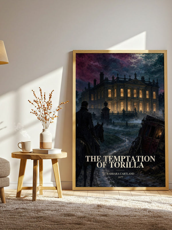 The Temptation Of Torilla watercolour print in frame leaning in hallway – romance wall art