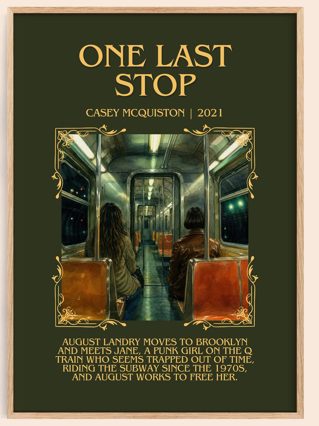 One Last Stop Minimalist Book Poster by Casey McQuiston – book poster