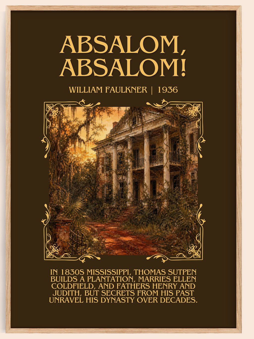 Absalom, Absalom! Minimalist Book Poster by William Faulkner – book poster