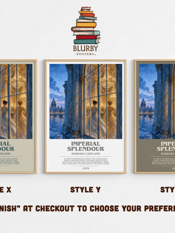 Imperial Splendour bookish print in frame leaning in hallway – romance wall art