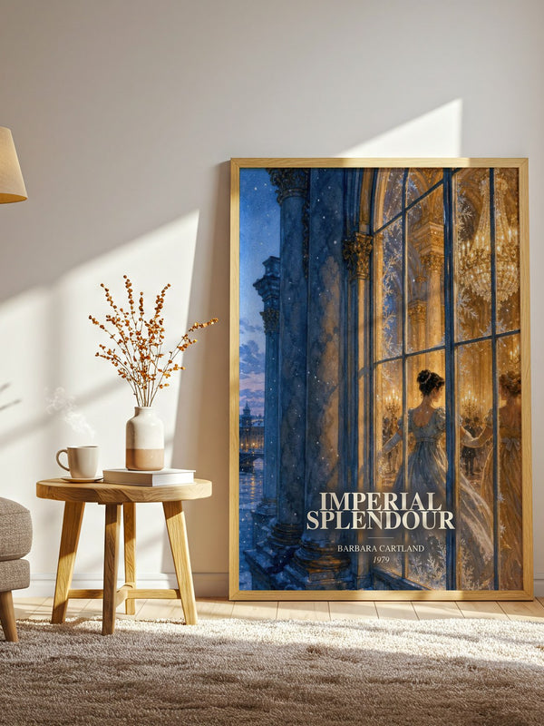 Imperial Splendour watercolour print in frame leaning in hallway – romance wall art