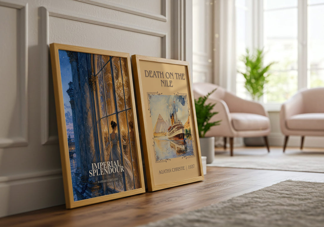 Imperial Splendour watercolour print framed by window – literary home decor