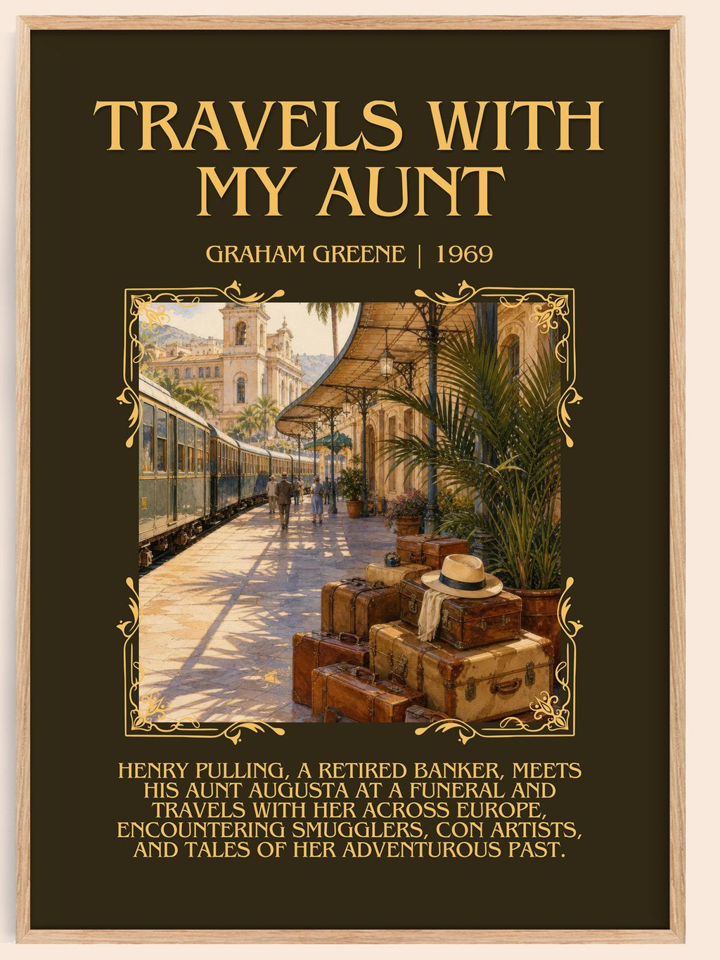 Travels with My Aunt Minimalist Book Poster by Graham Greene – book poster