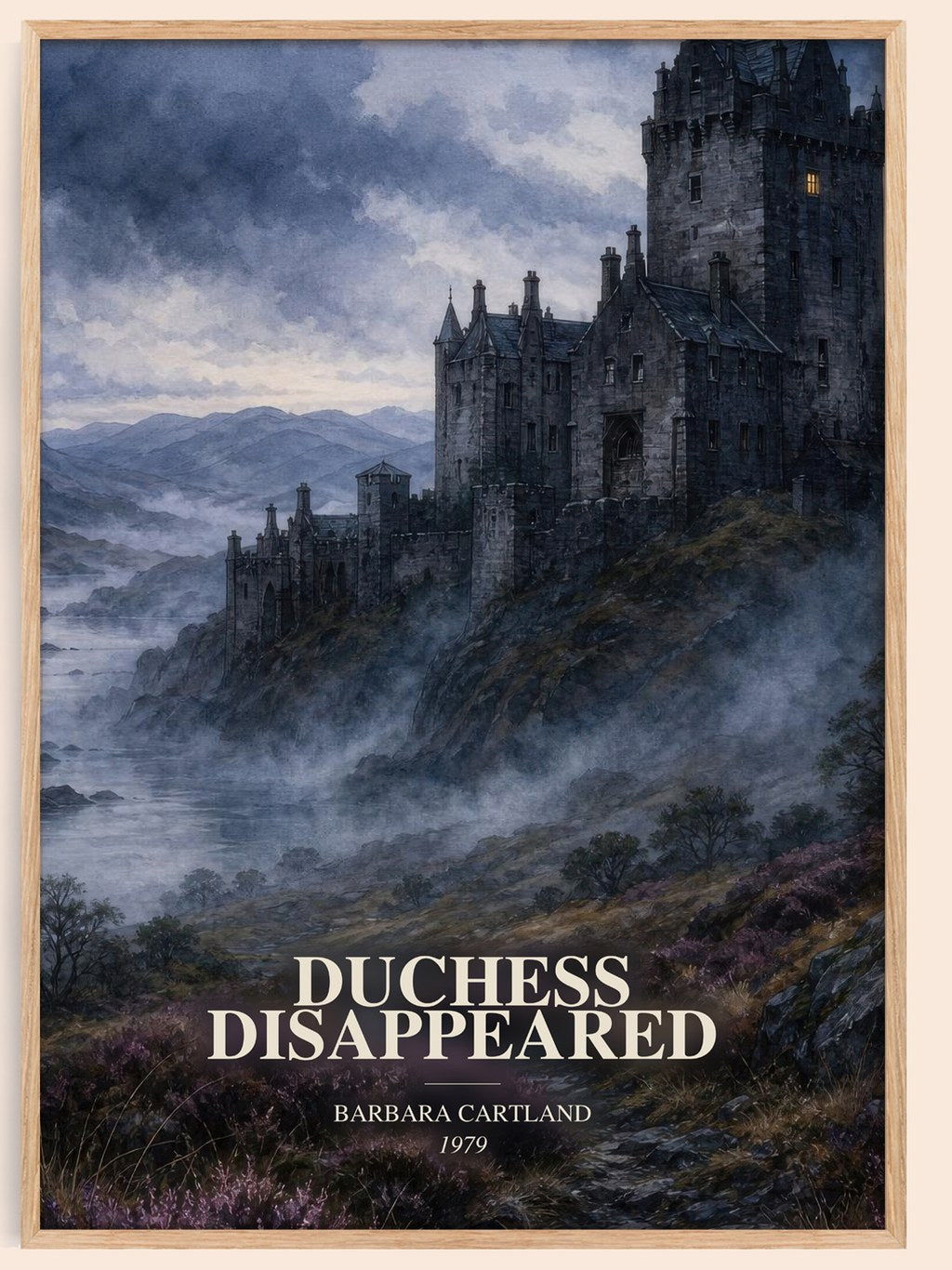 Duchess Disappeared watercolour book poster by Barbara Cartland – framed literary art print