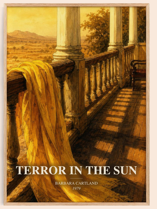 Terror In The Sun Book Watercolour Illustration by Barbara Cartland