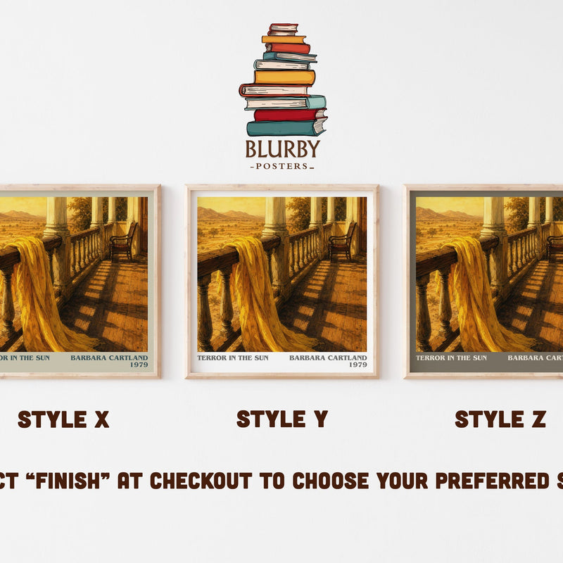 Terror In The Sun literary print in frame leaning in hallway – romance wall art