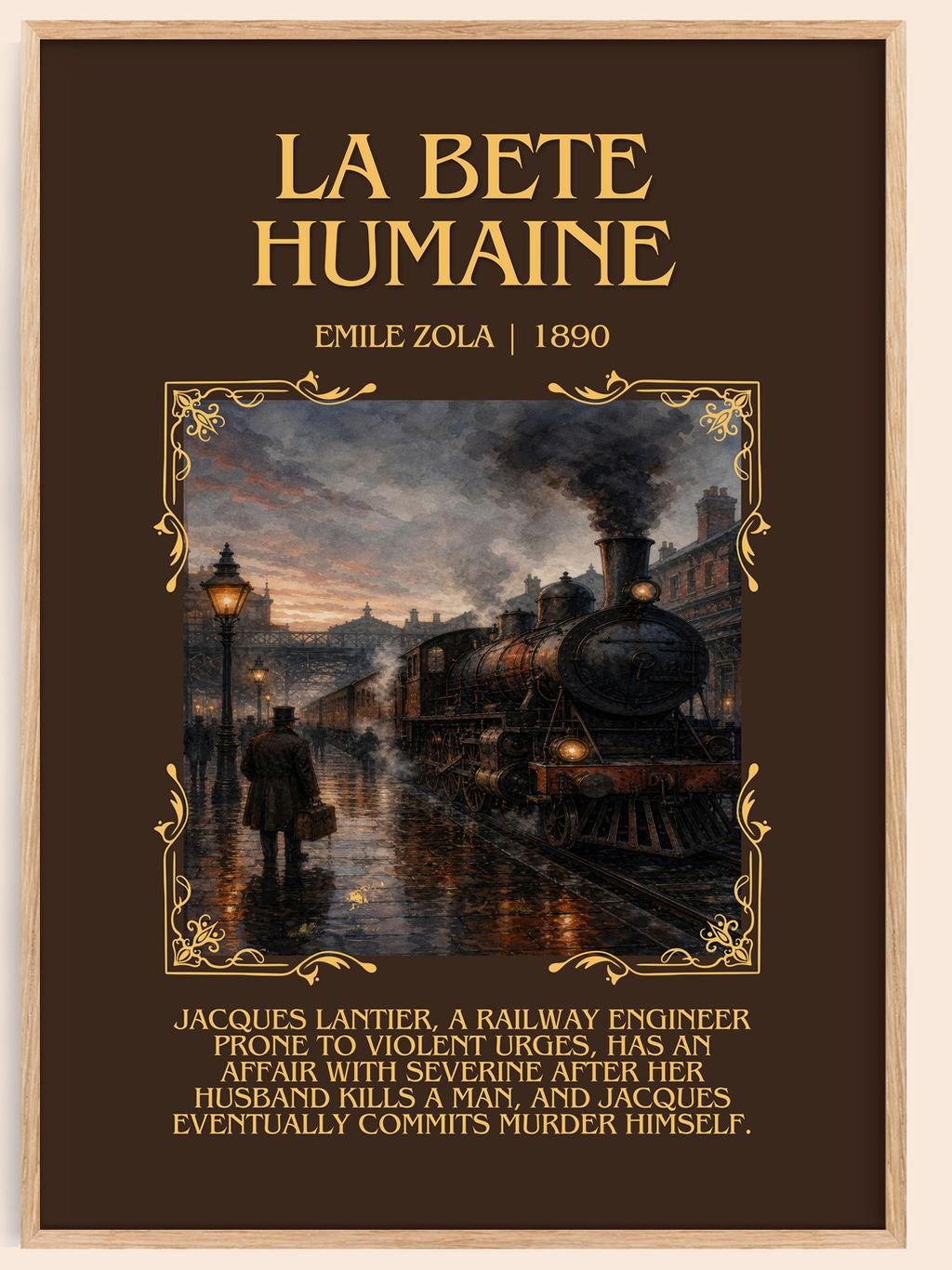 La Bête Humaine Minimalist Book Poster by Émile Zola – book poster