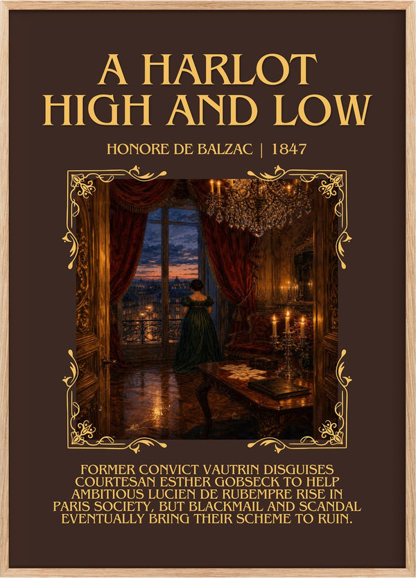 A Harlot High and Low Minimalist Book Poster by Honoré de Balzac
