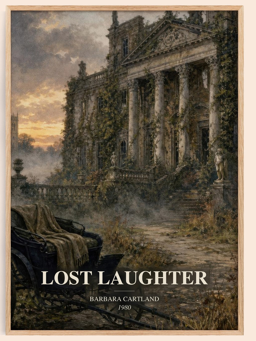Lost Laughter watercolour book poster by Barbara Cartland – framed literary art print