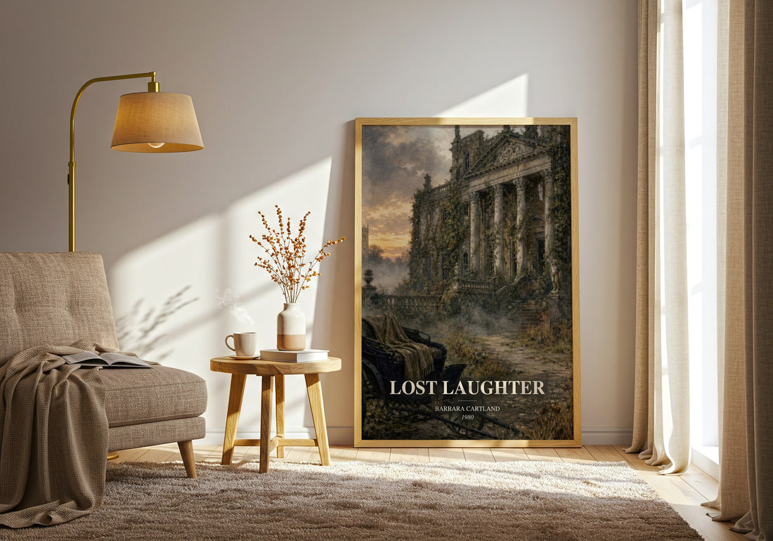 Lost Laughter watercolour print in frame leaning in hallway – romance wall art