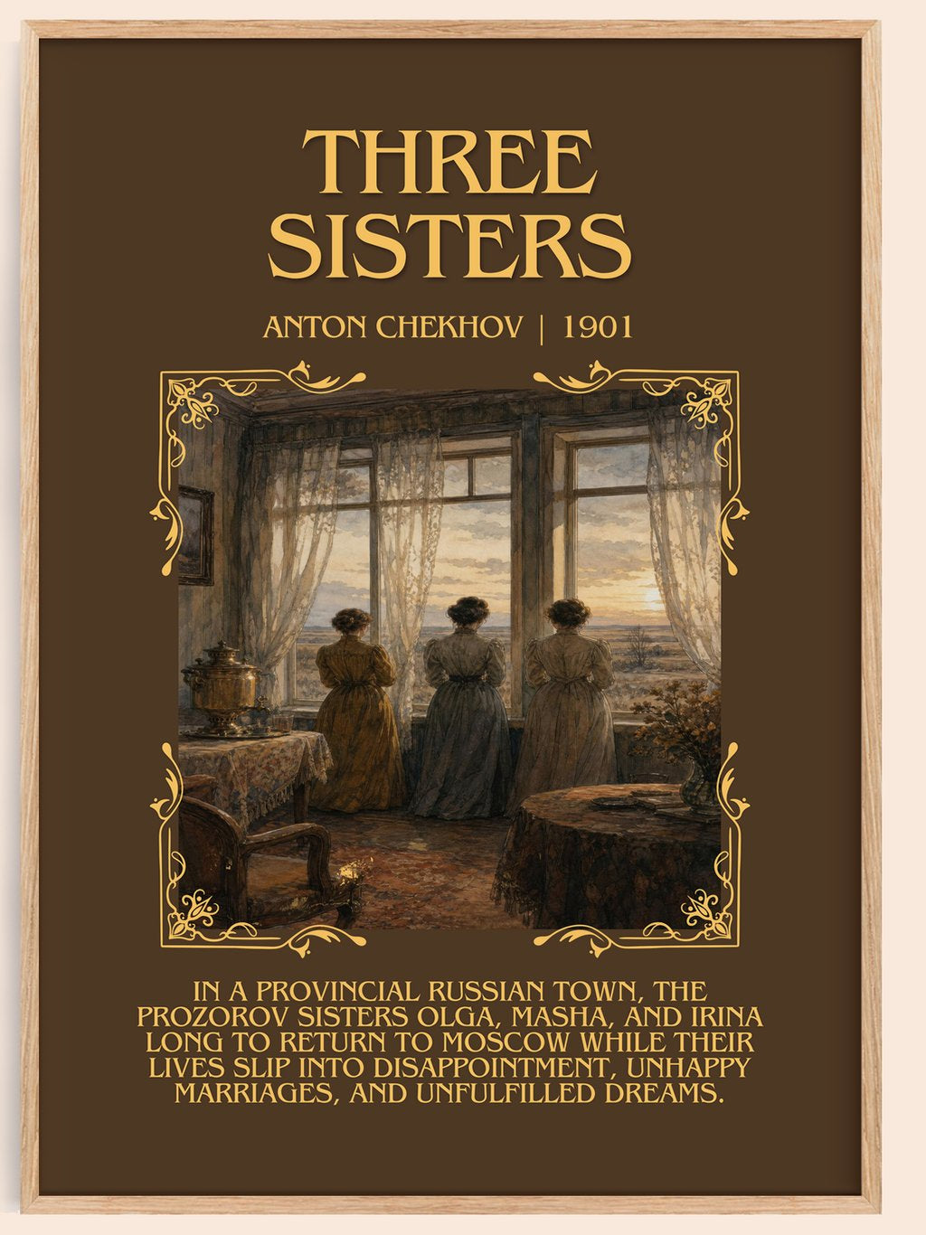 Three Sisters Minimalist Book Poster by Anton Chekhov – book poster