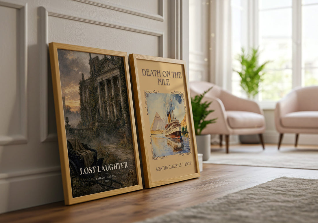 Lost Laughter watercolour print framed by window – literary home decor