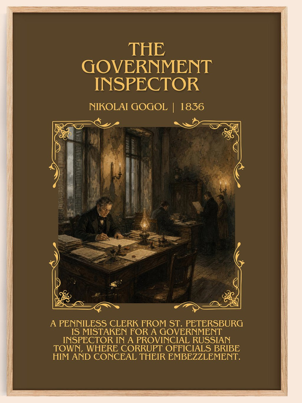 The Government Inspector Minimalist Book Poster by Nikolai Gogol – book poster