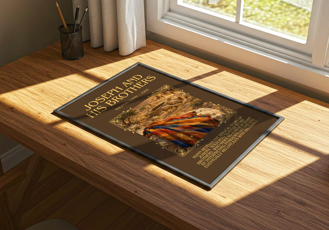 Joseph and His Brothers Minimalist Book Poster by Thomas Mann – print on a sunlit desk