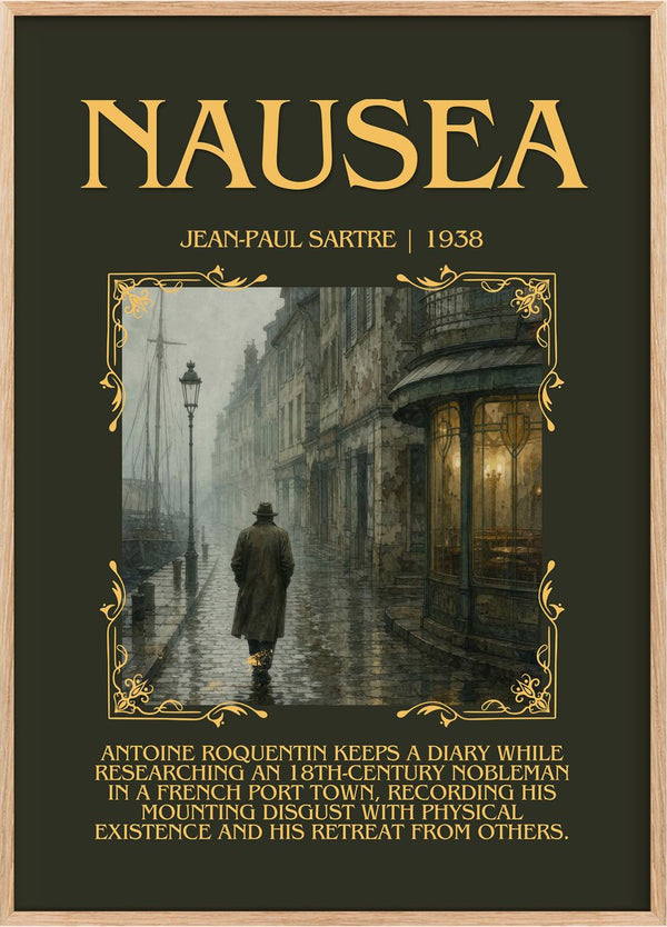 Nausea Minimalist Book Poster by Jean-Paul Sartre