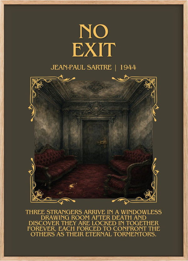 No Exit Minimalist Book Poster by Jean-Paul Sartre