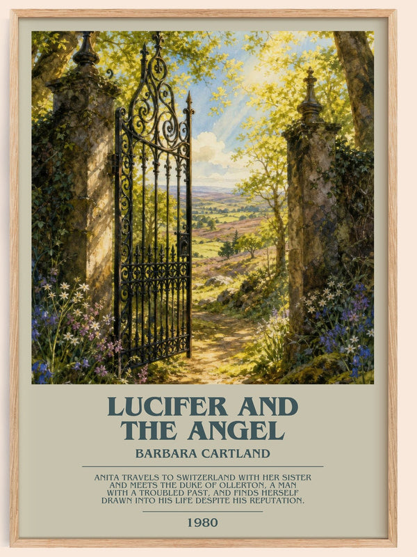 Lucifer And The Angel bookish book poster by Barbara Cartland – framed literary art print