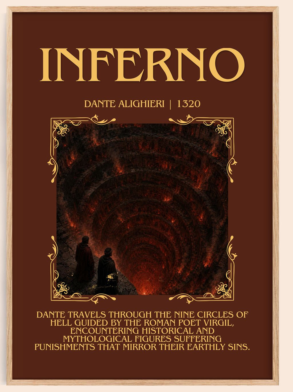 Inferno Minimalist Book Poster by Dante Alighieri – book poster