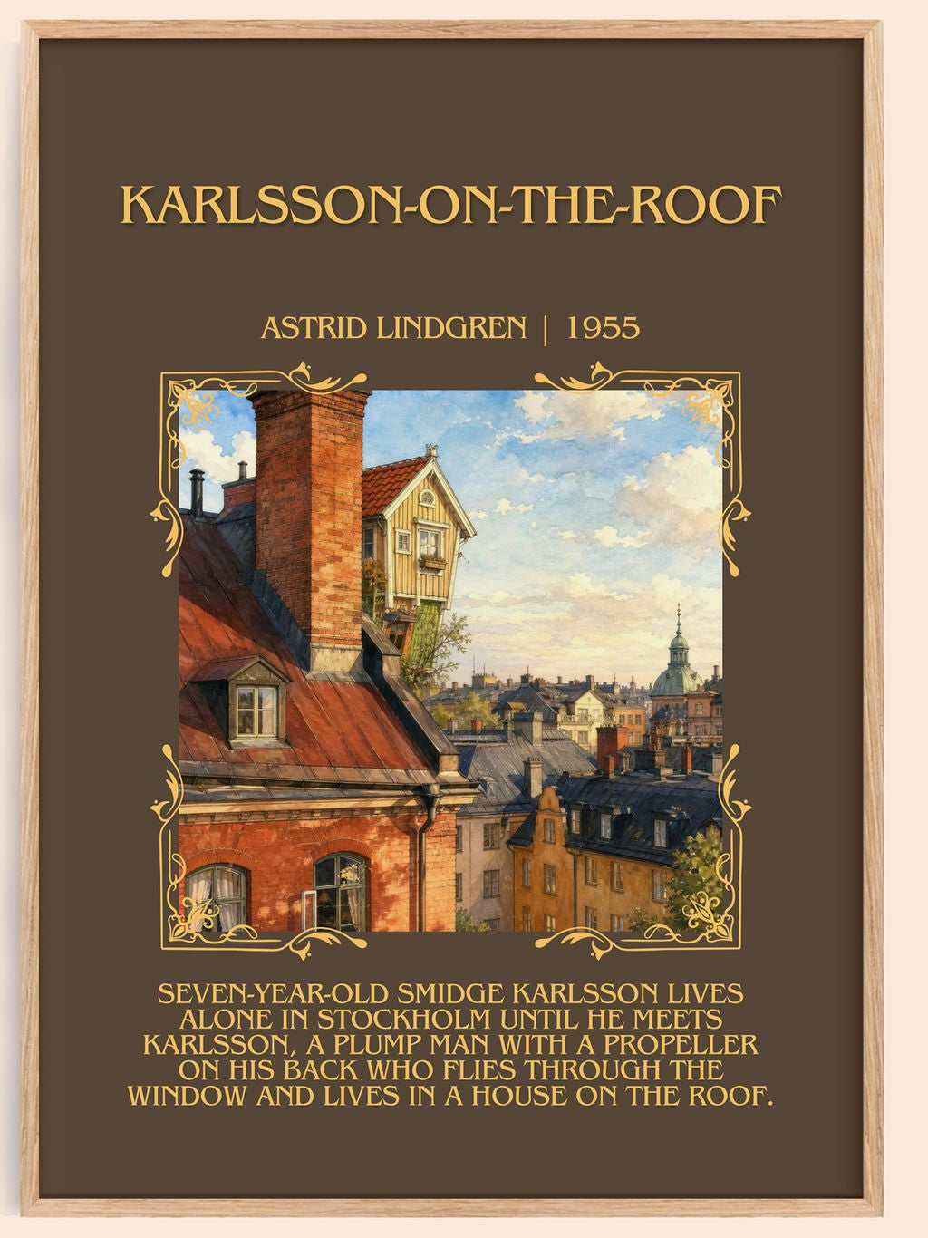 Karlsson-on-the-Roof Minimalist Book Poster by Astrid Lindgren – book poster