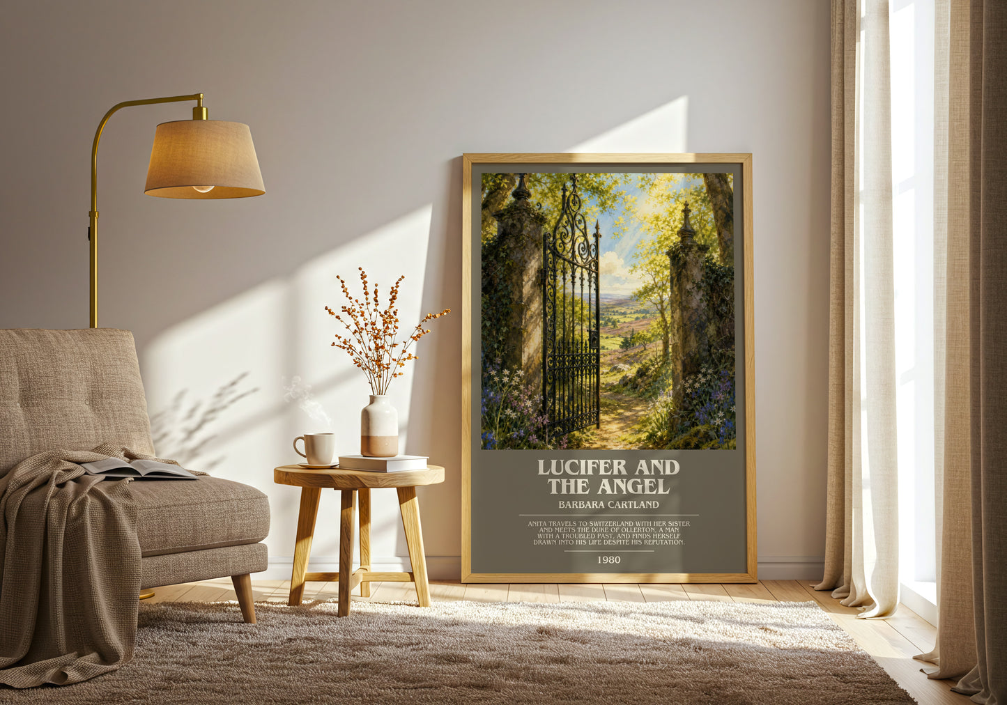 Lucifer And The Angel bookish print on bookshelf – Barbara Cartland fan gift