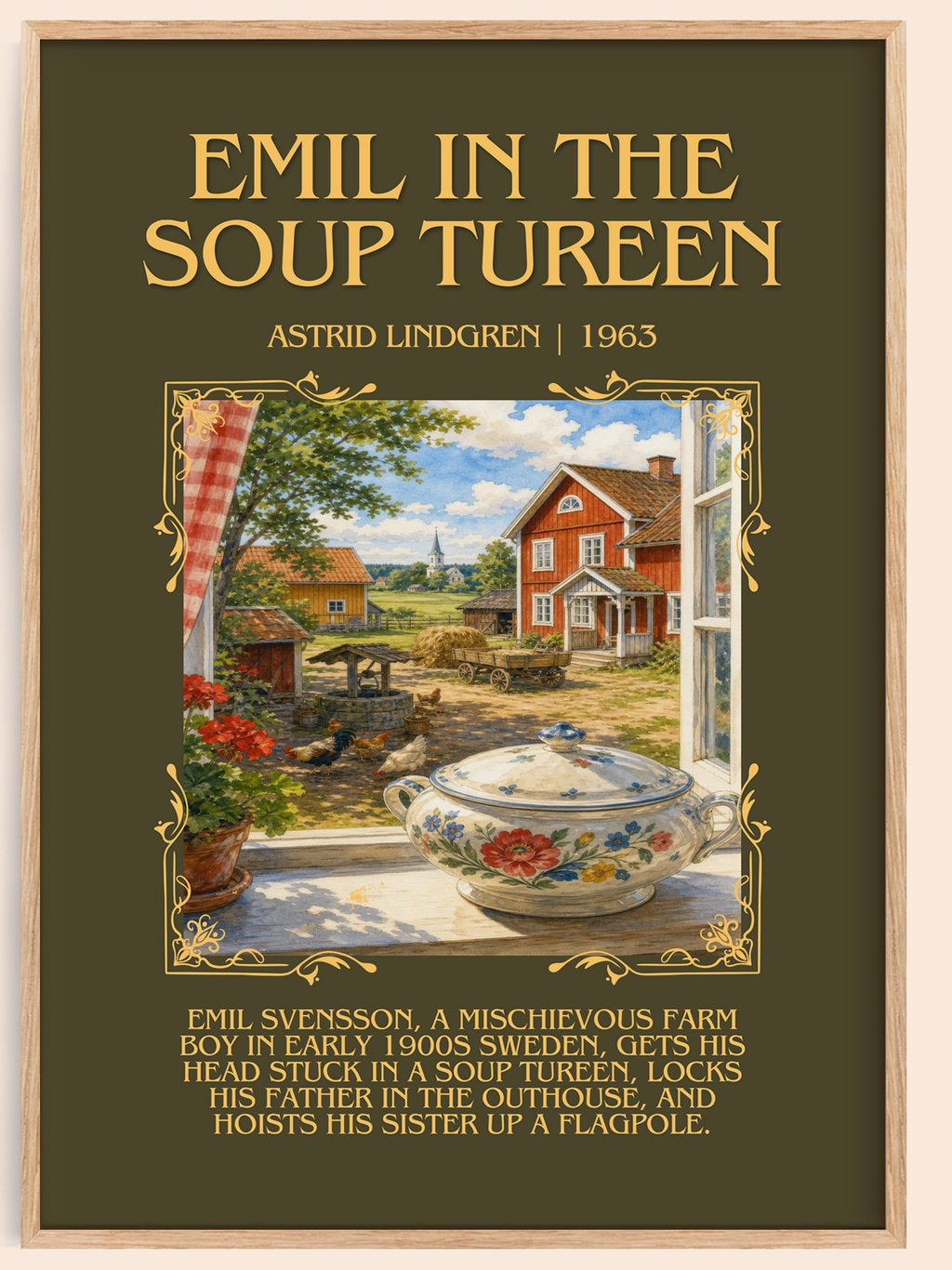 Emil in the Soup Tureen Minimalist Book Poster by Astrid Lindgren – book poster