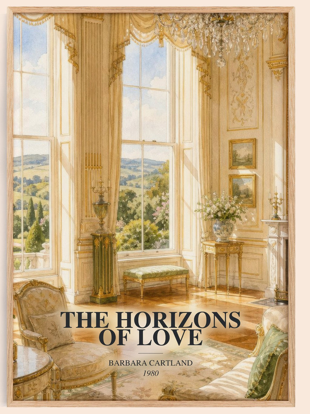 The Horizons Of Love watercolour book poster by Barbara Cartland – framed literary art print