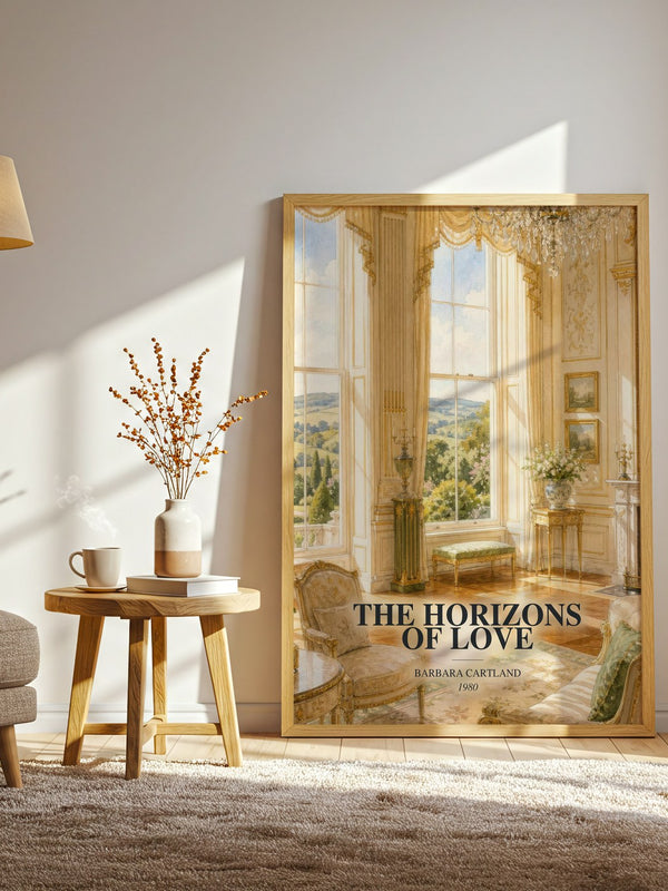 The Horizons Of Love watercolour print in frame leaning in hallway – romance wall art