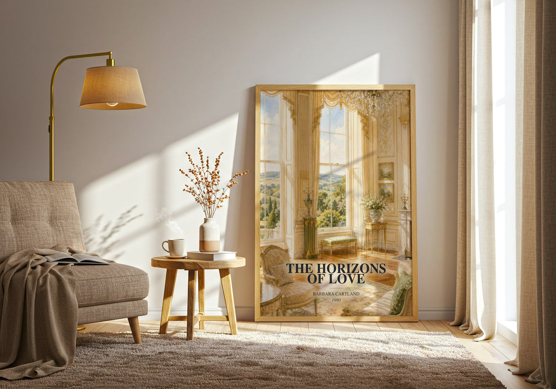 The Horizons Of Love watercolour print in frame leaning in hallway – romance wall art