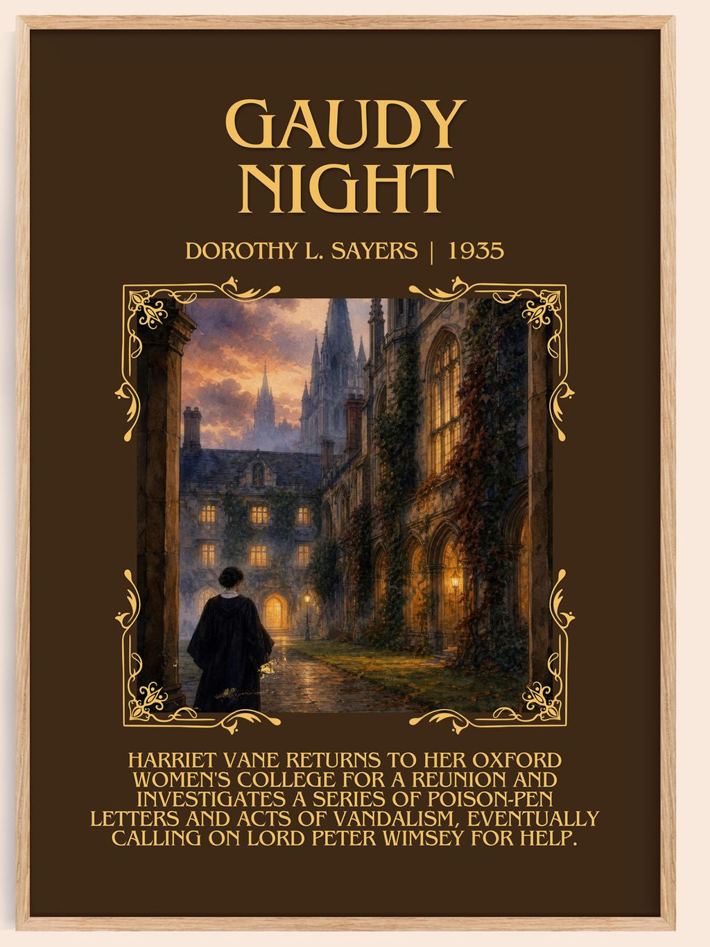 Gaudy Night Minimalist Book Poster by Dorothy L. Sayers – book poster