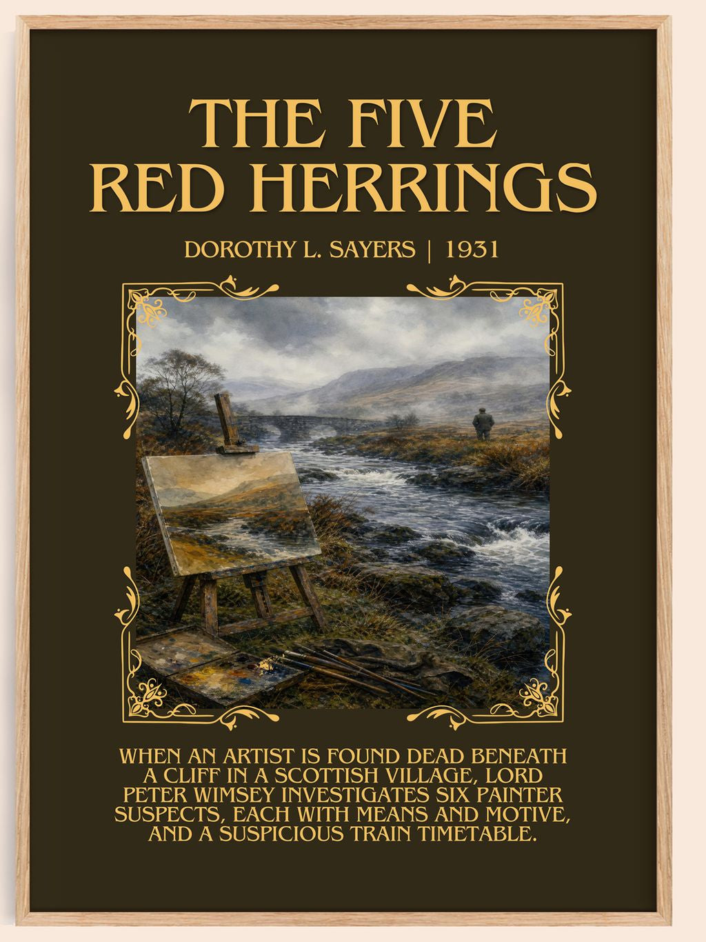 The Five Red Herrings Minimalist Book Poster by Dorothy L. Sayers – book poster