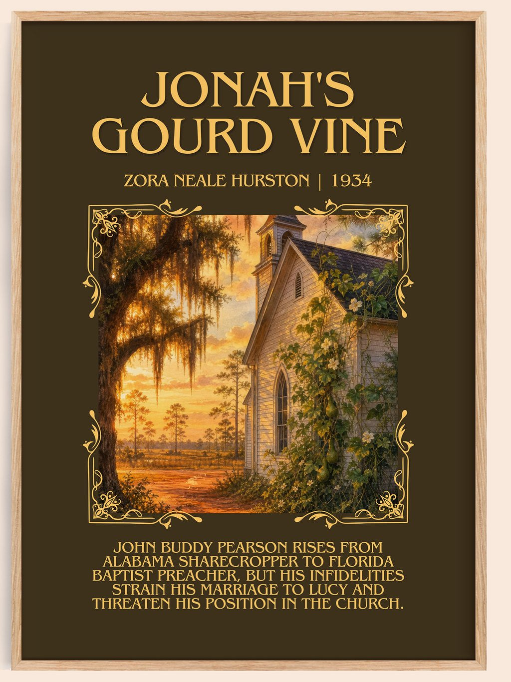 Jonah's Gourd Vine Minimalist Book Poster by Zora Neale Hurston – book poster