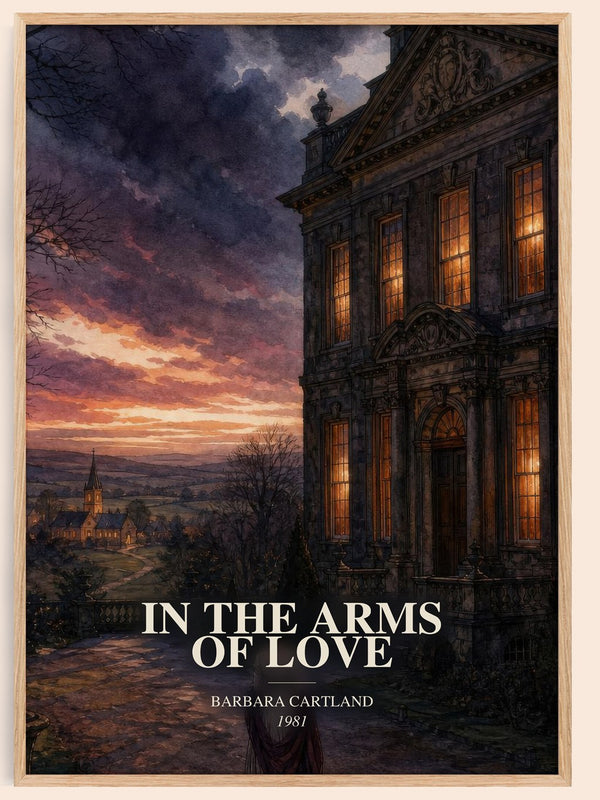 In The Arms Of Love watercolour book poster by Barbara Cartland – framed literary art print