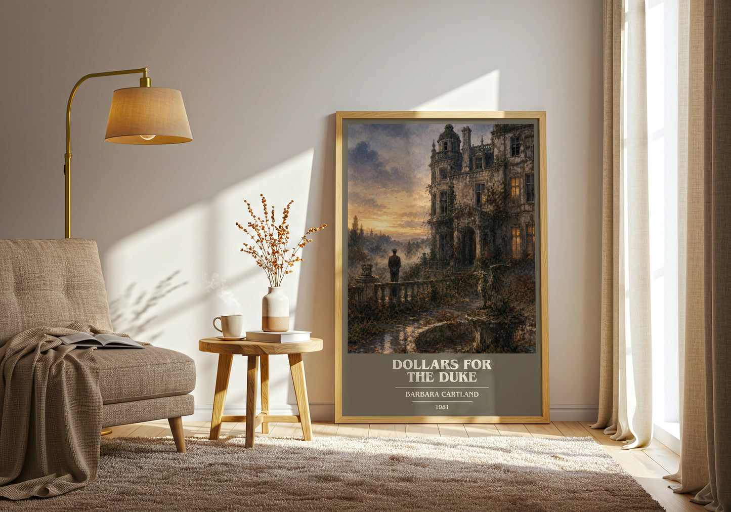 Dollars For The Duke book cover print on bookshelf – Barbara Cartland fan gift