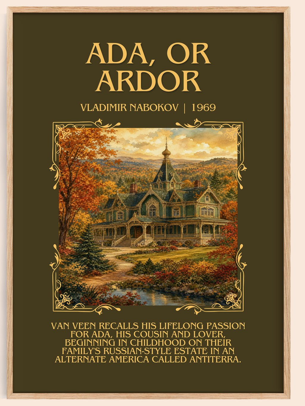 Ada, or Ardor Minimalist Book Poster by Vladimir Nabokov – book poster