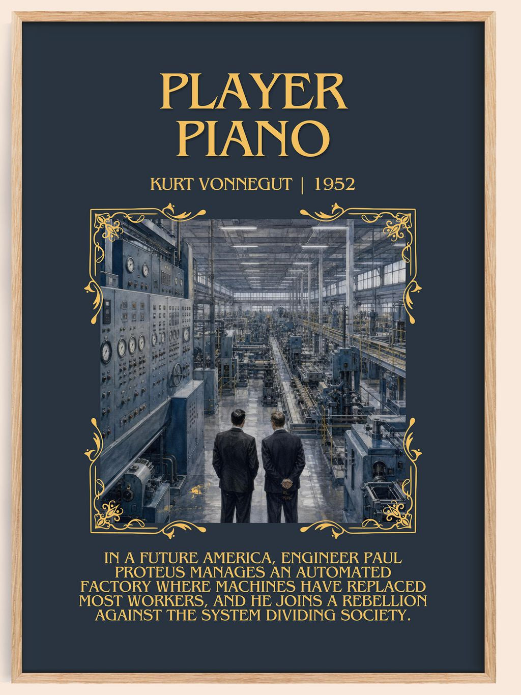 Player Piano Minimalist Book Poster by Kurt Vonnegut – book poster