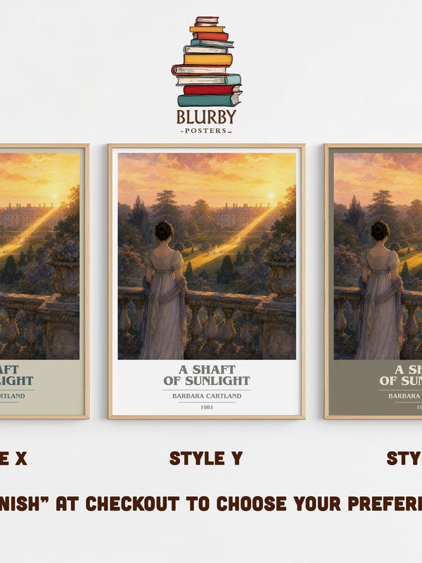 A Shaft Of Sunlight book cover print in frame leaning in hallway – romance wall art