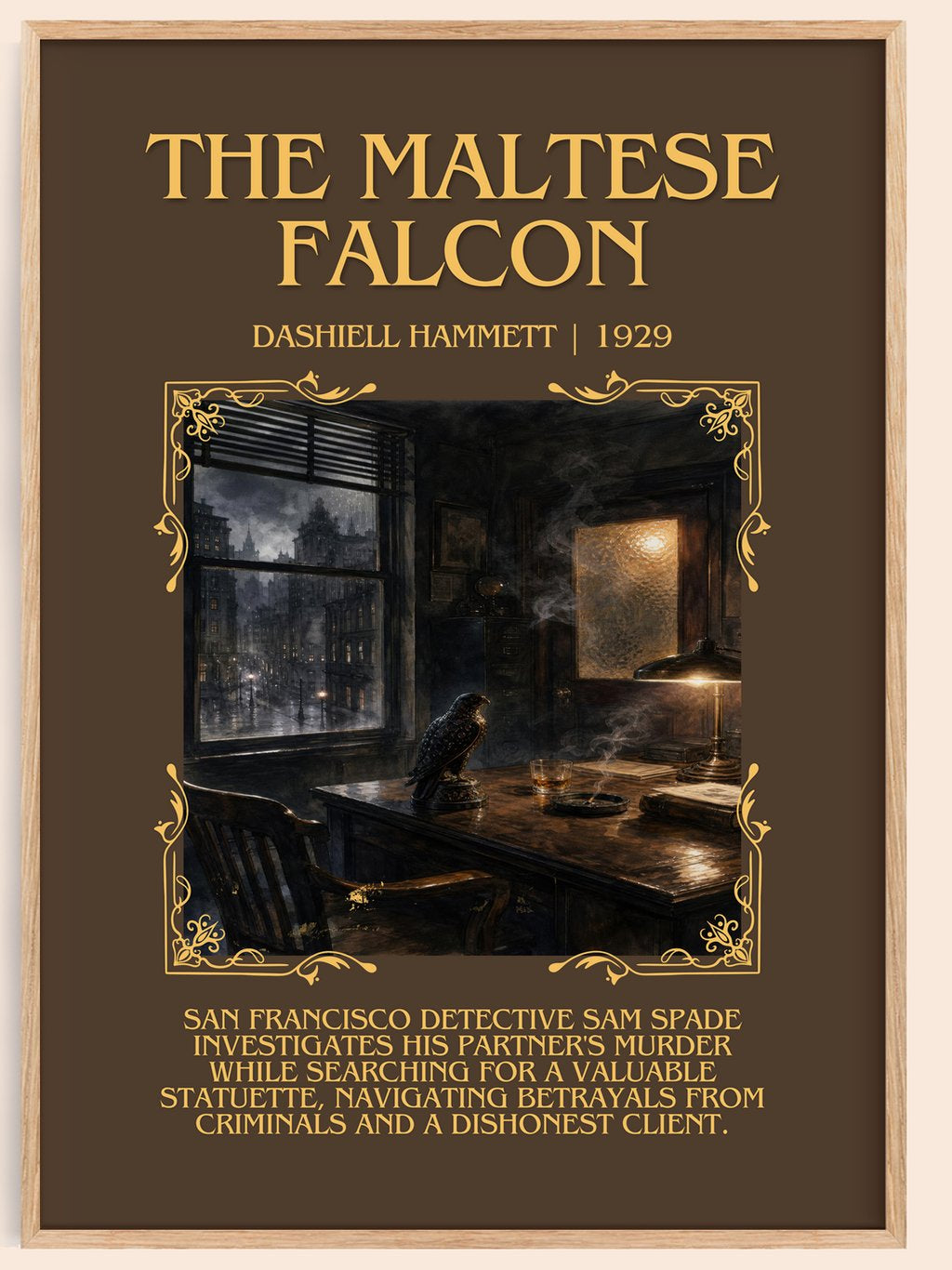 The Maltese Falcon Minimalist Book Poster by Dashiell Hammett – book poster