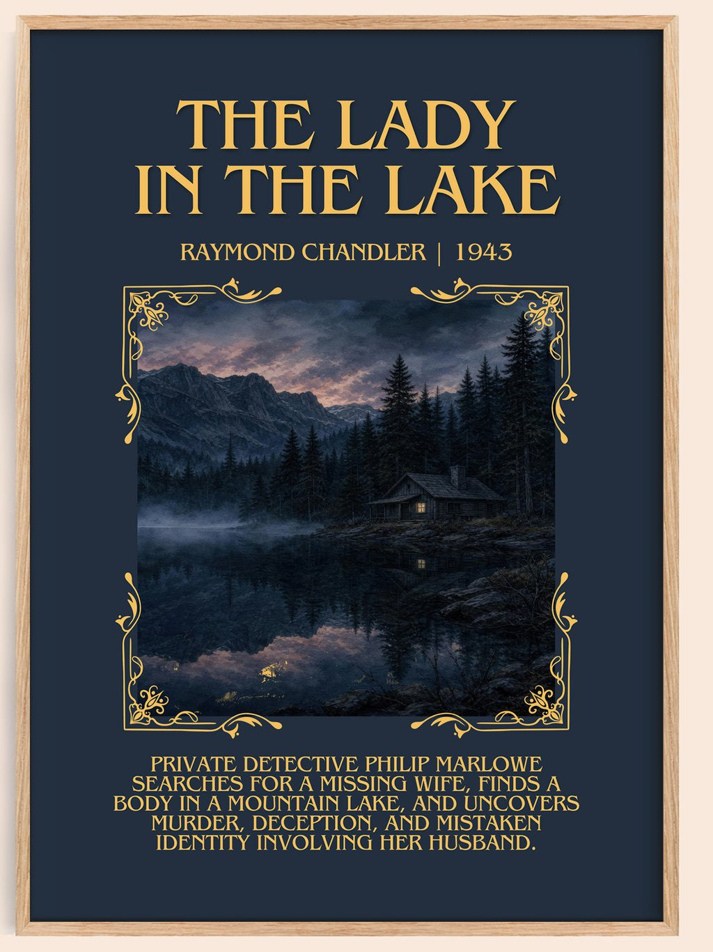 The Lady in the Lake Minimalist Book Poster by Raymond Chandler – book poster