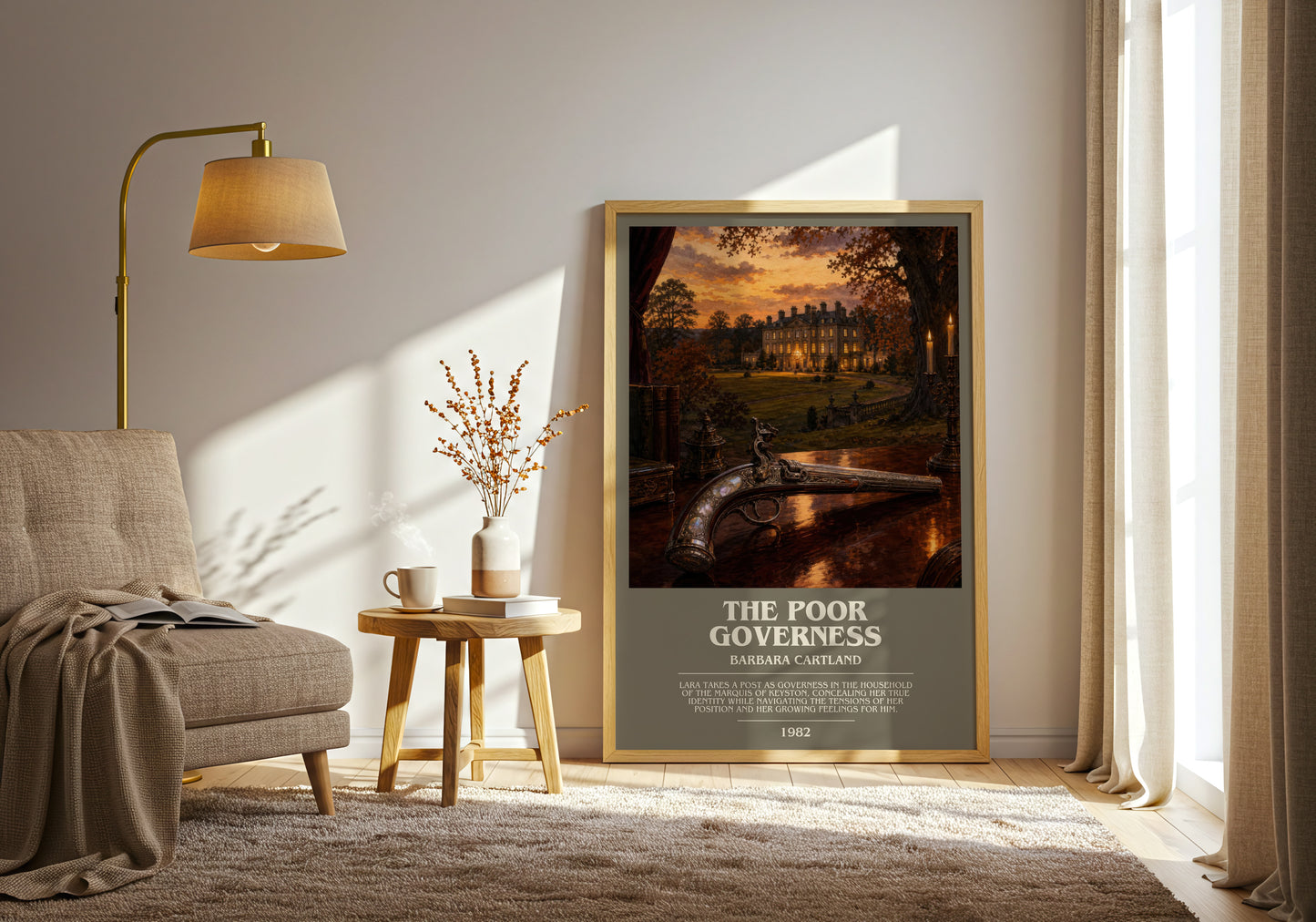 The Poor Governess bookish print on bookshelf – Barbara Cartland fan gift