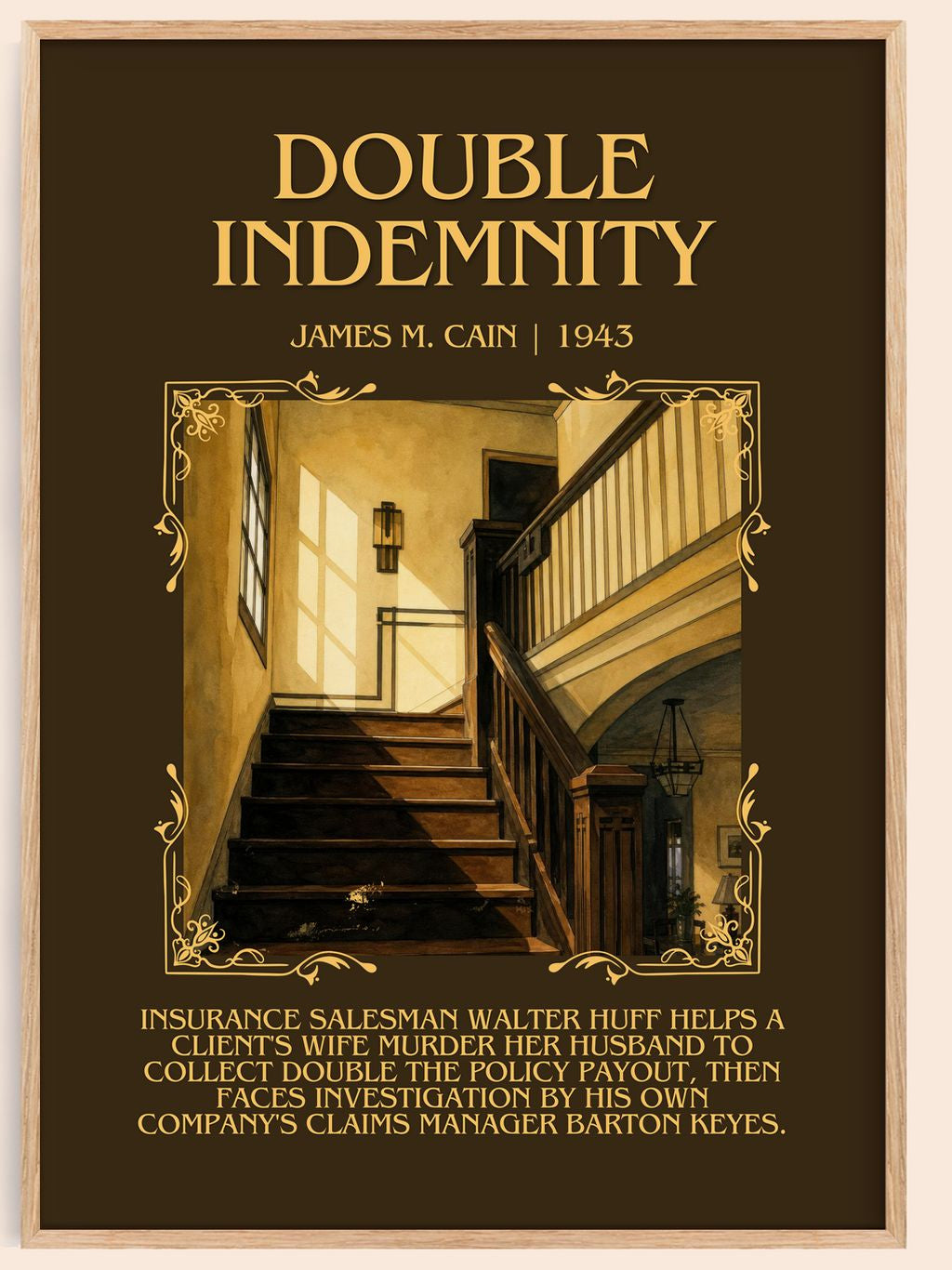 Double Indemnity Minimalist Book Poster by James M. Cain – book poster