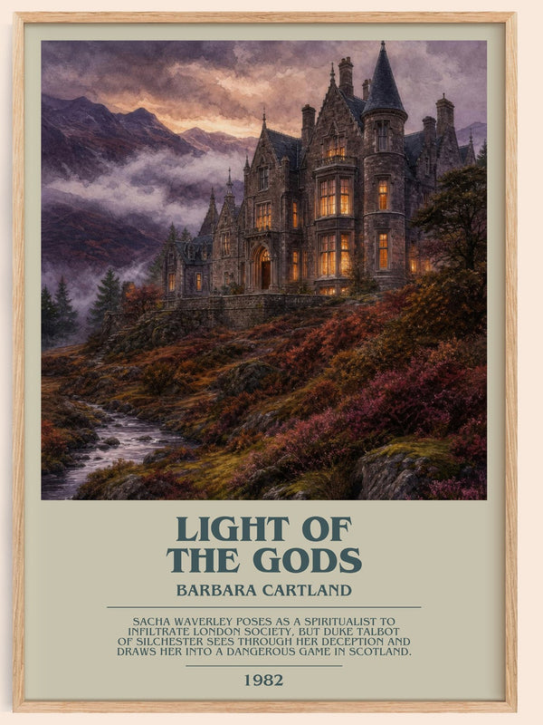 Light Of The Gods bookish book poster by Barbara Cartland – framed literary art print