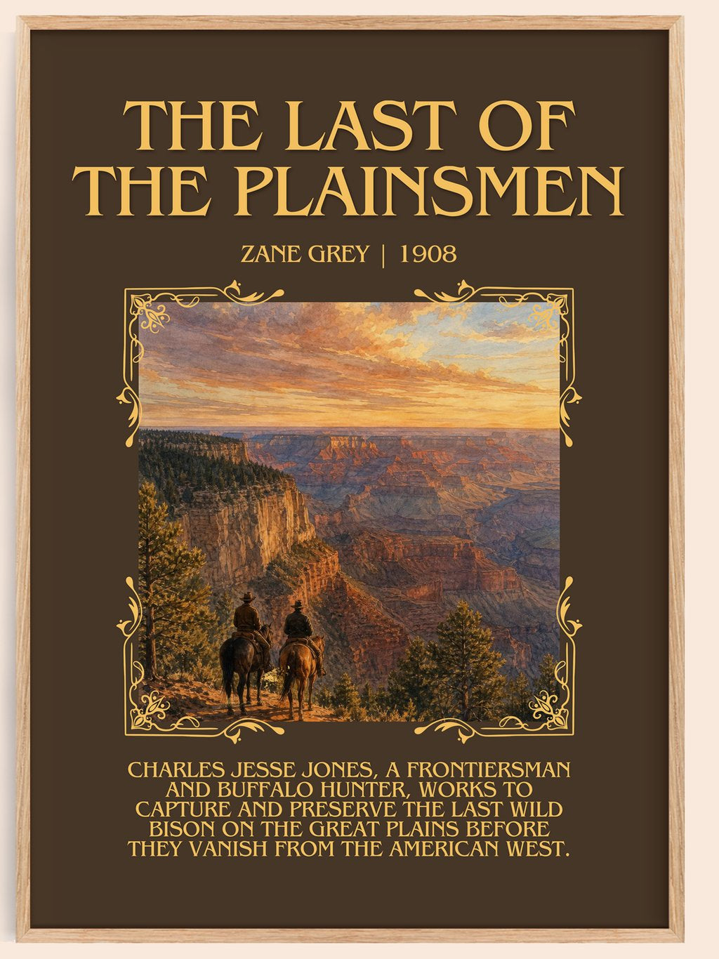 The Last of the Plainsmen Minimalist Book Poster by Zane Grey – book poster