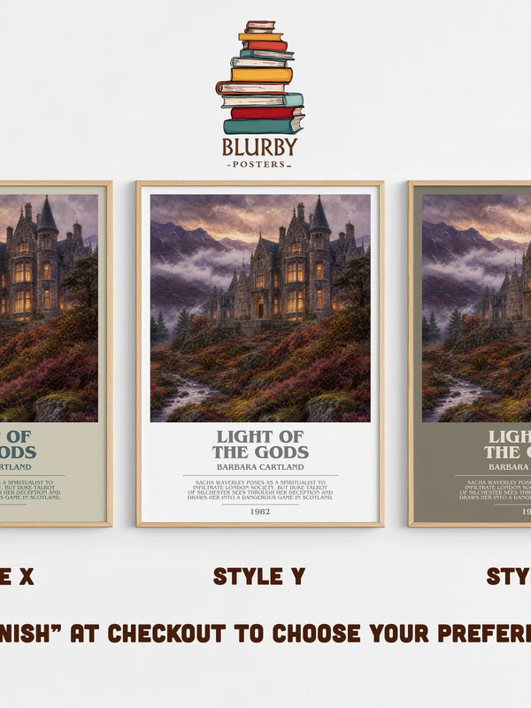 Light Of The Gods bookish print in frame leaning in hallway – romance wall art