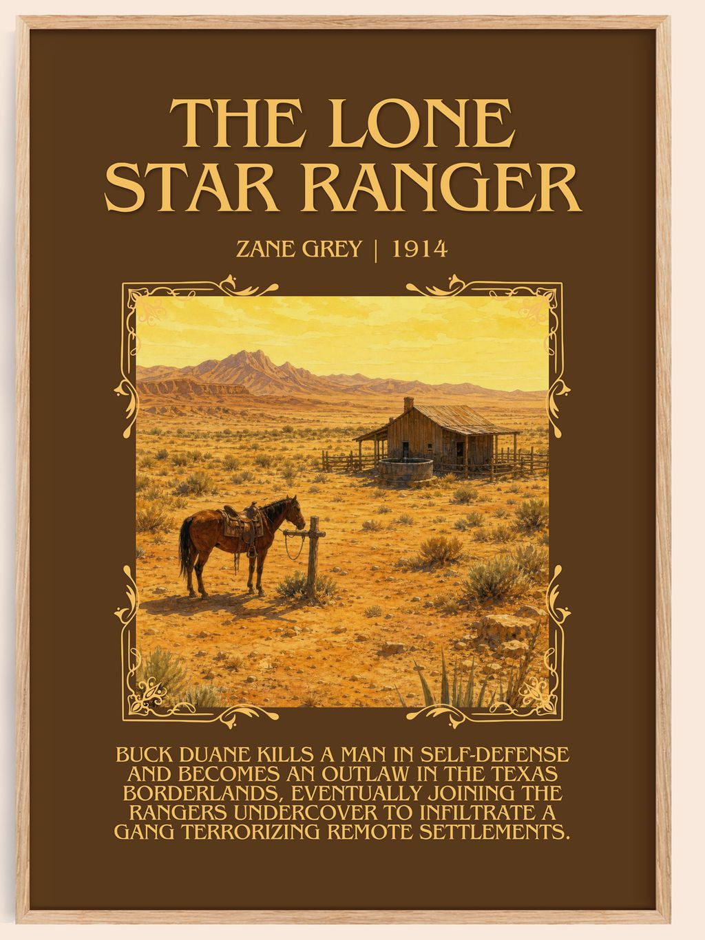 The Lone Star Ranger Minimalist Book Poster by Zane Grey – book poster