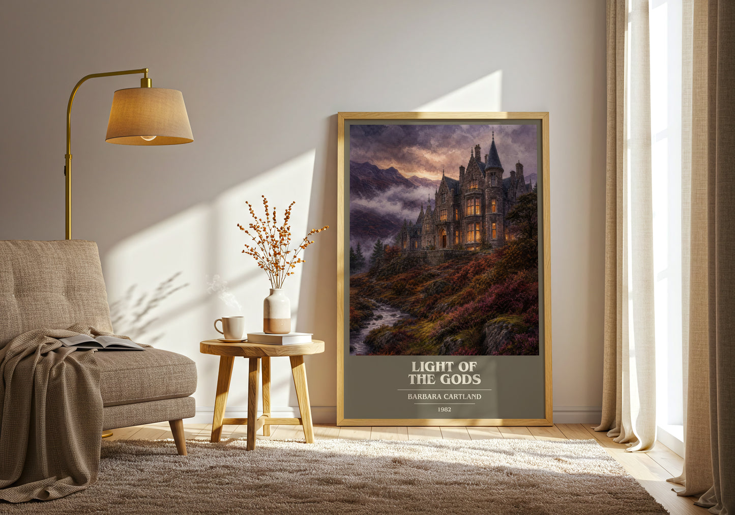 Light Of The Gods book cover print on bookshelf – Barbara Cartland fan gift